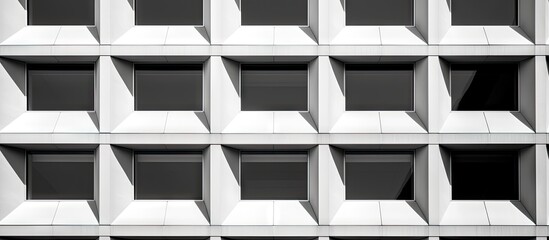 Wall Mural - a monochrome copy space image of a geometric building wall adorned with windows perfect for an adver