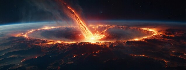 Wall Mural - Stellar eruption amidst the mysteries of an unfamiliar universe.