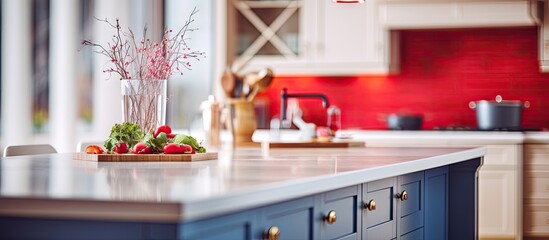 Wall Mural - luxurious home kitchen with colorful cabinets perfect for your design interiors project the beautifu
