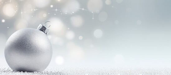 Wall Mural - a gorgeous christmas ball decoration shines on a silver background creating a captivating copy space