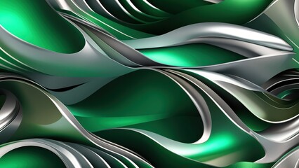 Aufkleber - Soft and smooth textured 3d effect emerald green wavy curved lines abstract background.	