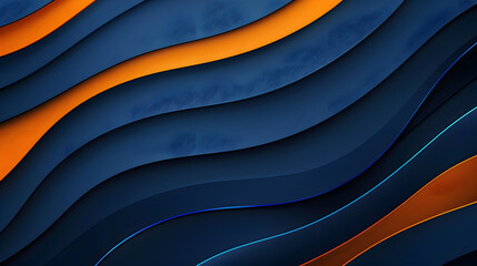 Wall Mural - minimal geometric background. dynamic blue shapes composition with orange lines. abstract background