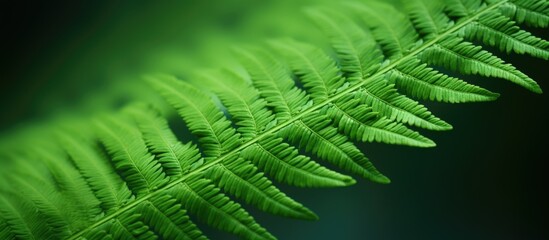 Wall Mural - a close up studio photo of a vibrant green fern leaf with plenty of copy space image
