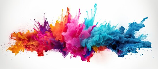 Wall Mural - a colorful explosion of abstract powder splatters on a white background creates a vibrant and dynami