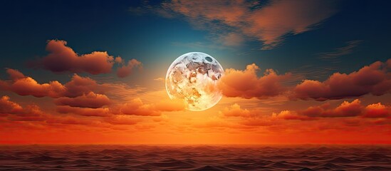 Wall Mural - full moon against a sunset sky with ample copy space for additional elements
