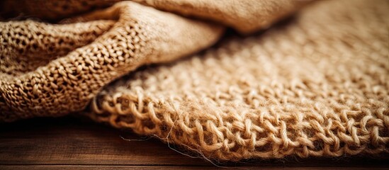 Wall Mural - handcrafted diy knitted jute washcloth on craft paper embodying the concept of zero waste provides a