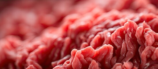 Wall Mural - close up of fresh raw ground meat with copy space image
