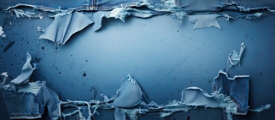 Wall Mural - the fashion background features a copy space image showcasing distressed and ripped blue denim jeans