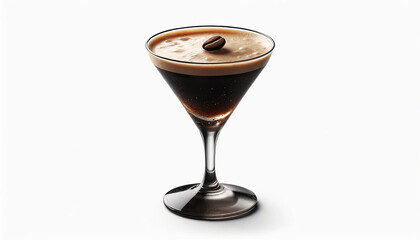 Espresso martini in a glass, isolated on white background 