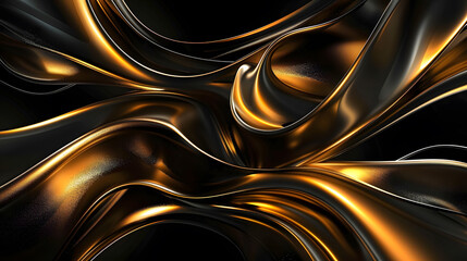 Wall Mural - three-dimensional dark golden and black background background. generative ai.