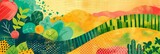 Abstract background with vibrant colors and patterns that represent the journey from farm to table
