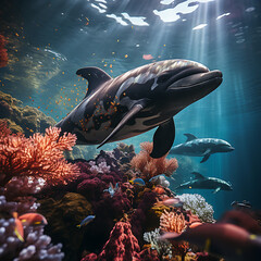 Wall Mural - dolphin in the sea