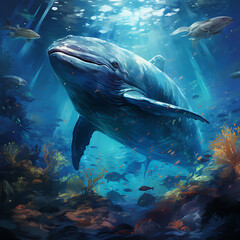 Wall Mural - whales in the sea