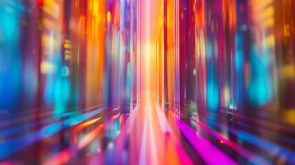 Wall Mural - an abstract composition featuring suspended holographic lines stretching out into infinity, their tr