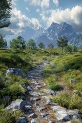 Wall Mural - Rocky Path to Mountain Summit