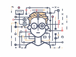 Wall Mural - A man with a computer chip on his head
