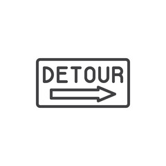 Poster - Detour sign line icon