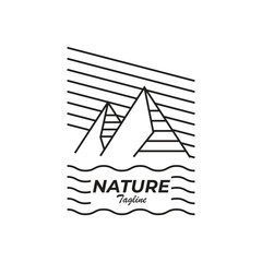 Wall Mural - mountain line art logo minimalist vector design template