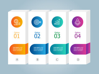 4 steps colorful infographics for report presentation template background