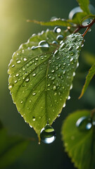 water drop on green leaf