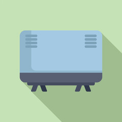 Sticker - Modern, flat design graphic of a blue toaster on a pastel green background