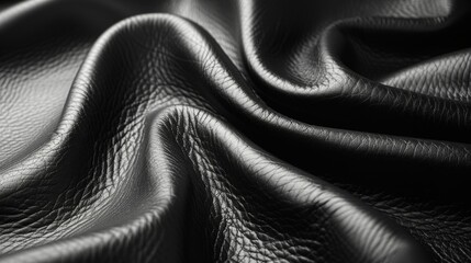 Wall Mural - Black Leather Soft black leather with natural grain and texture, ai generated