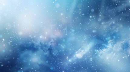 Canvas Print - Wintery abstract with smooth blue and white gradients misty textures and glistening stars backdrop