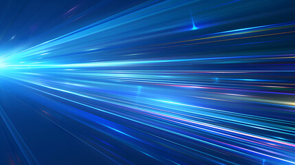 Wall Mural - Vector Abstract, science, futuristic, energy technology concept. Digital image of light rays, stripes lines with blue light, speed and motion blur over dark blue background. Generative AI.