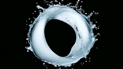Leinwandbilder - Water Splash: Abstract Blue Liquid Motion with Drops and Bubbles