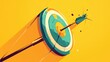 © AkuAku - A dart arrow has pinpointed the bullseye of the target embodying the essence of business finance success and achievement This cartoon 2d icon showcases the concept in a charmingly simple car