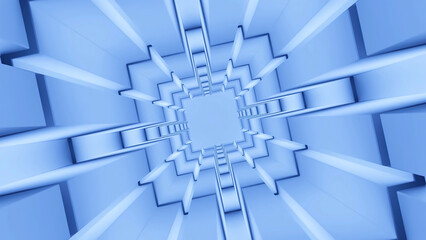 Canvas Print - abstract spinning technological squared tunnel. design. flying in rotating endless corridor with squ