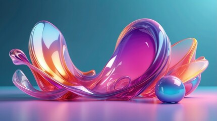 Wall Mural - 3d gradient glass morphism wallpaper
