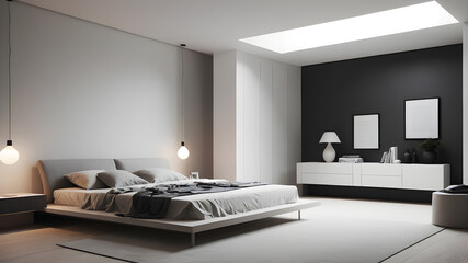 Wall Mural - Interior modern bedroom, Minimalism, Generative AI