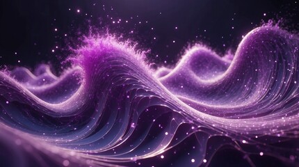 Wall Mural - abstract artwork purple particles wave and radiant stars