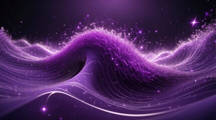 Wall Mural - abstract background purple particles wave and radiant stars