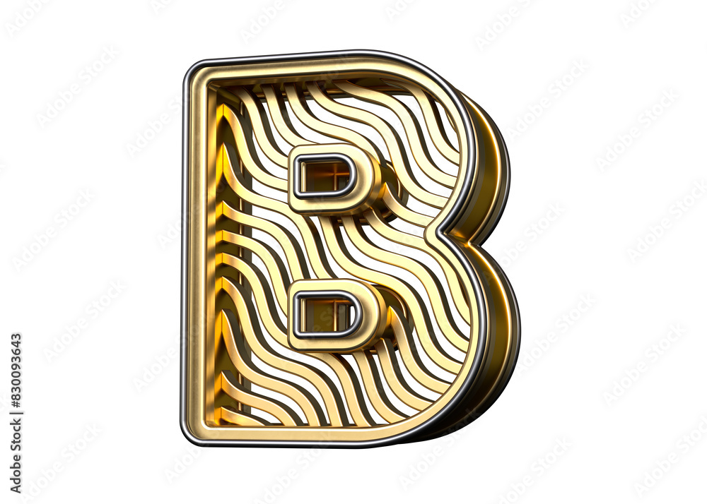 Gold font 3D letter B with wavy lines. New premium 3D typeface great ...