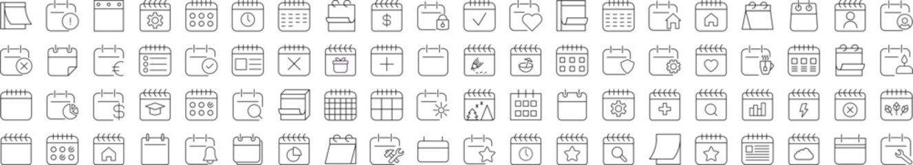 Wall Mural - collection of icons of calendar for advertisement. suitable for books, stores, shops. editable strok