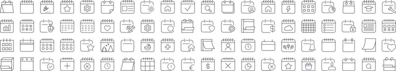 Wall Mural - collection of icons of calendar. suitable for books, stores, shops. editable stroke in minimalistic 
