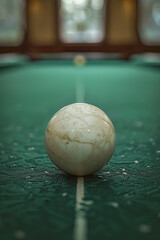 Poster - Illustration of a straight line making a slight dent in a billiard ball, highlighting the force of the impact,