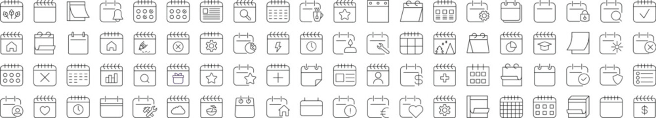 Wall Mural - collection of line signs of calendar. suitable for books, stores, shops. editable stroke in minimali
