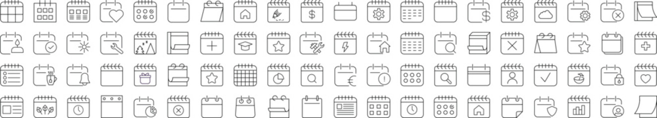 Wall Mural - collection of signs of calendar. suitable for books, stores, shops. editable stroke in minimalistic 