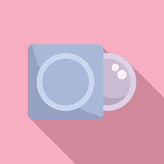 Sticker - Flat design of a stylized camera icon on a pastel pink background, perfect for web and app elements