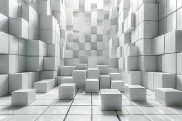 Wall Mural - White geometric space