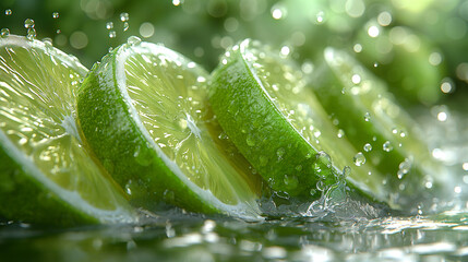 A close up of a lime with water droplets on it