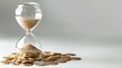 © lemoncraft - Time and money concept with an hourglass and coins showing the value of time in financial management. Generative Ai