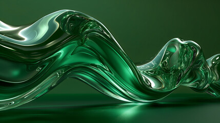 Wall Mural - Green Liquid glass fluid abstract background