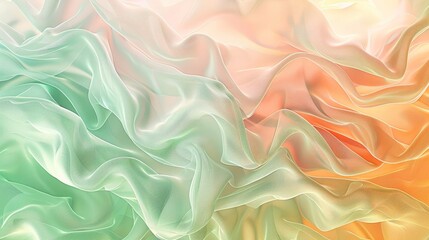 Wall Mural - Gradient of peach to mint in spring with subtle shimmering light background