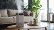 © neirfy - Air purifier in modern living room, air cleaner removing fine dust in the house