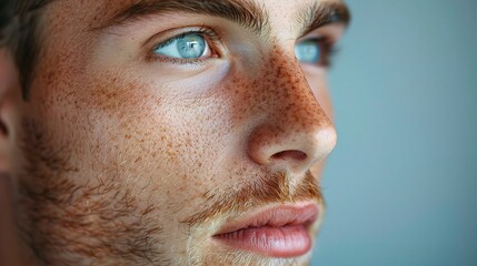 Poster - close-up of a man with hydrated and smooth face skin