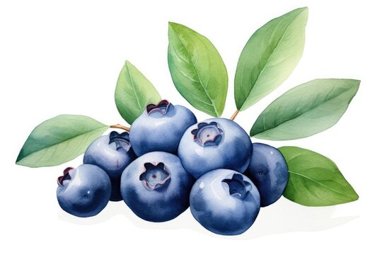 Blueberry watercolor illustration isolated on white background